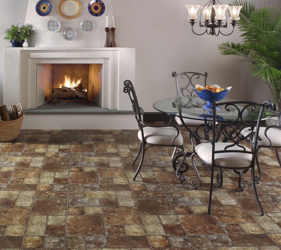 Линолеум под камень в интерьере