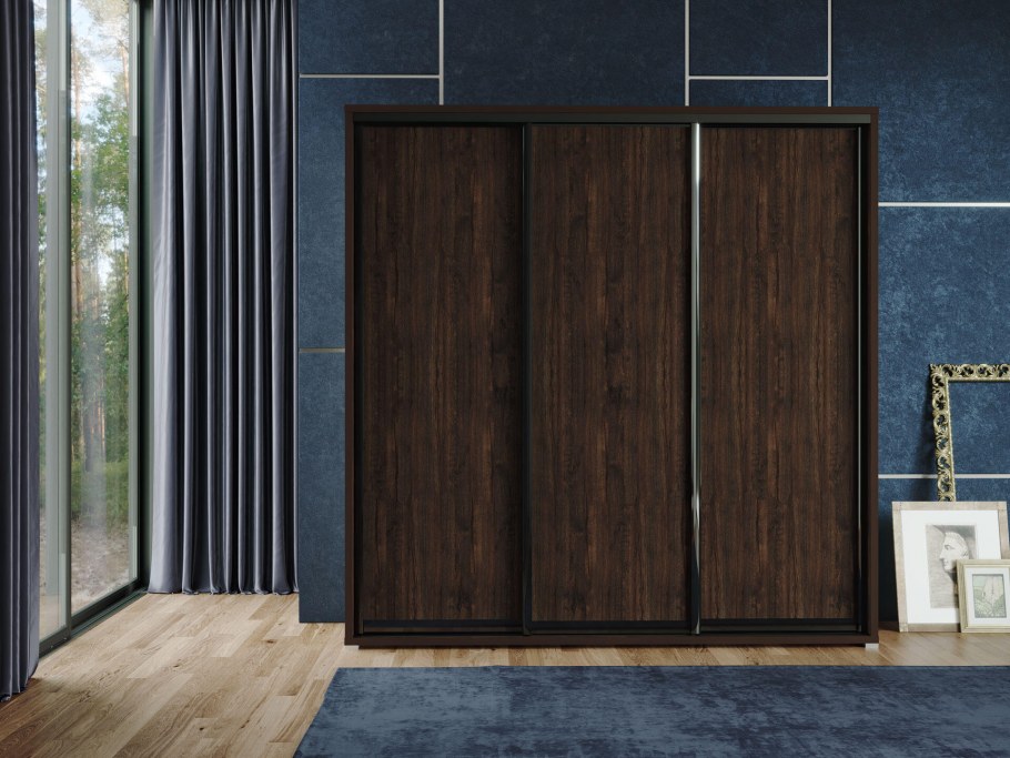 Шкаф темный дуб/серый