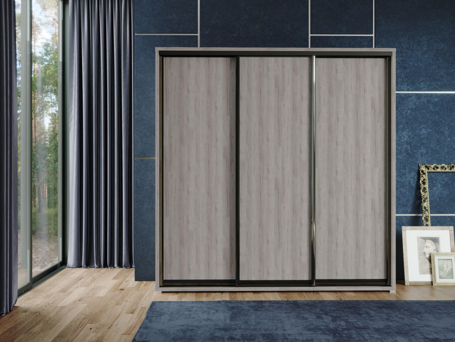 Стенка в гостиную со шкафом купе с зеркалом