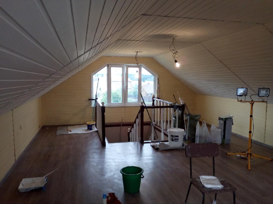 Отделка чердака тканью