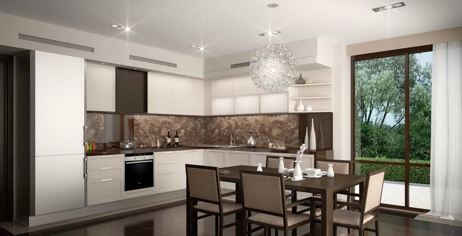Кухни в бело коричневом цвете