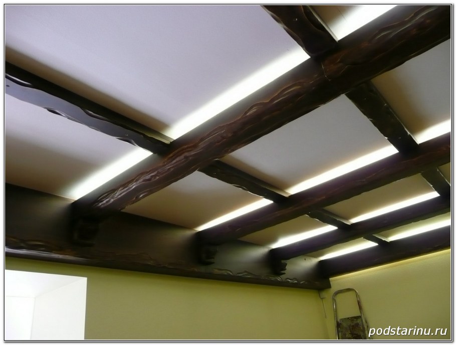 Декоративные балки на потолок с подсветкой