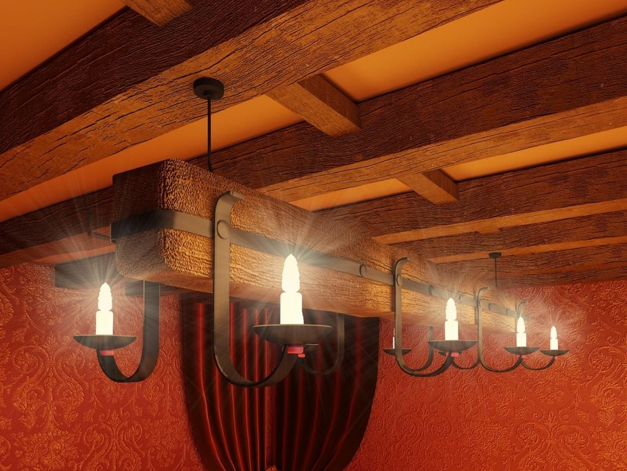 Светильники в декоративных балках