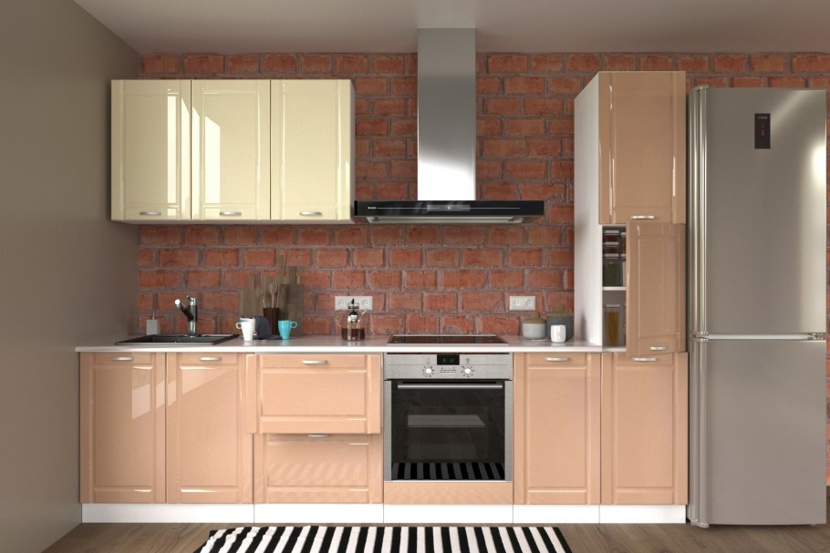 Полосатые глянцевые фасады для кухни