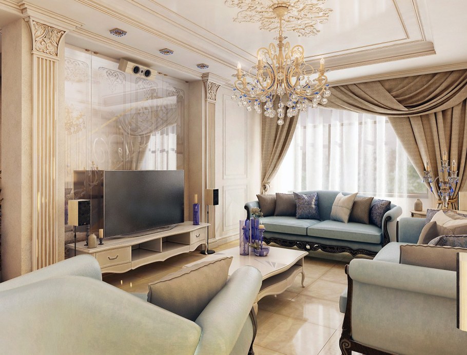 Гостиная в современном классическом стиле