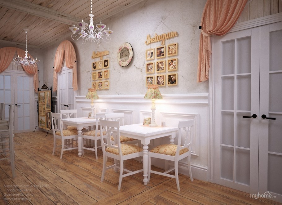 Интерьер кафе в стиле шебби Шик