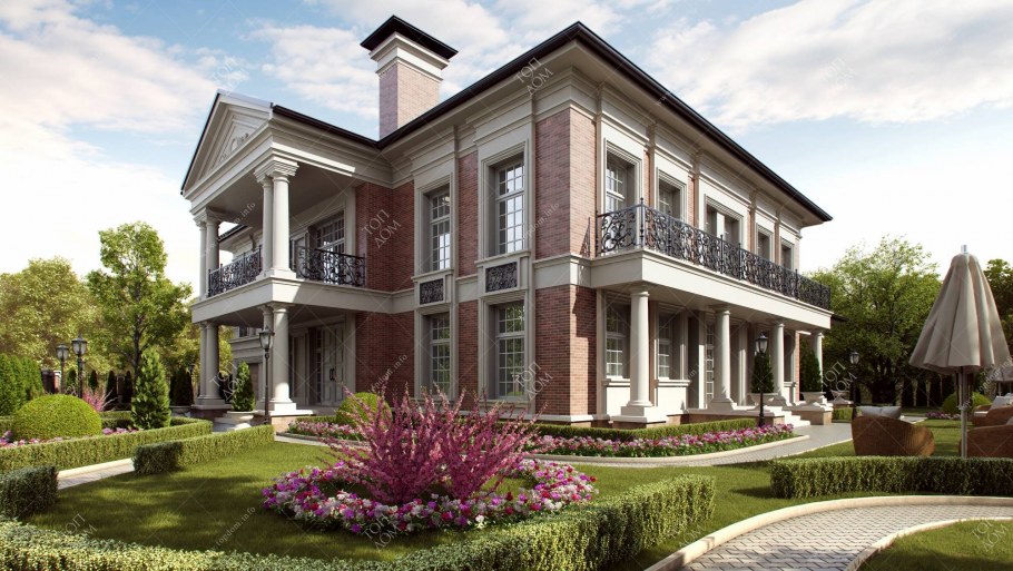 Кирпичный дом в классическом стиле