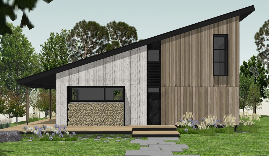 Угловой каркасный дом в скандинавском стиле