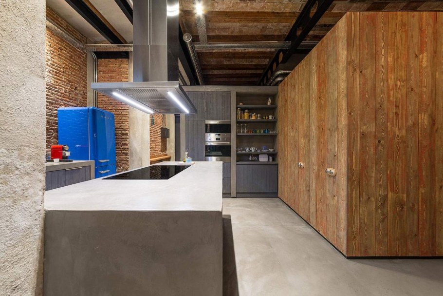 Кухня в стиле лофт бетон