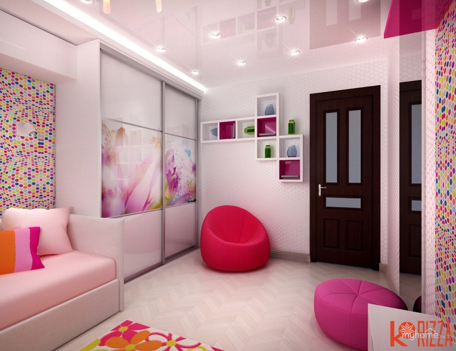 Комната для подростка девочки прямоугольная