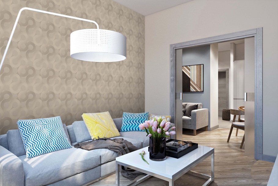 Обои Victoria Stenova в интерьере гостиной