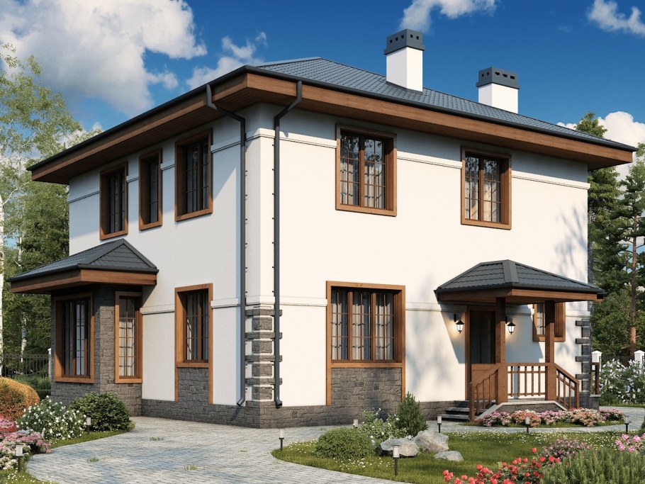 Двухэтажный домик из газобетона