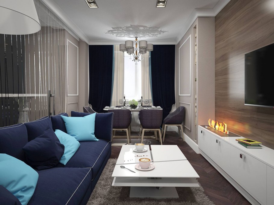 Интерьер с синими акцентами