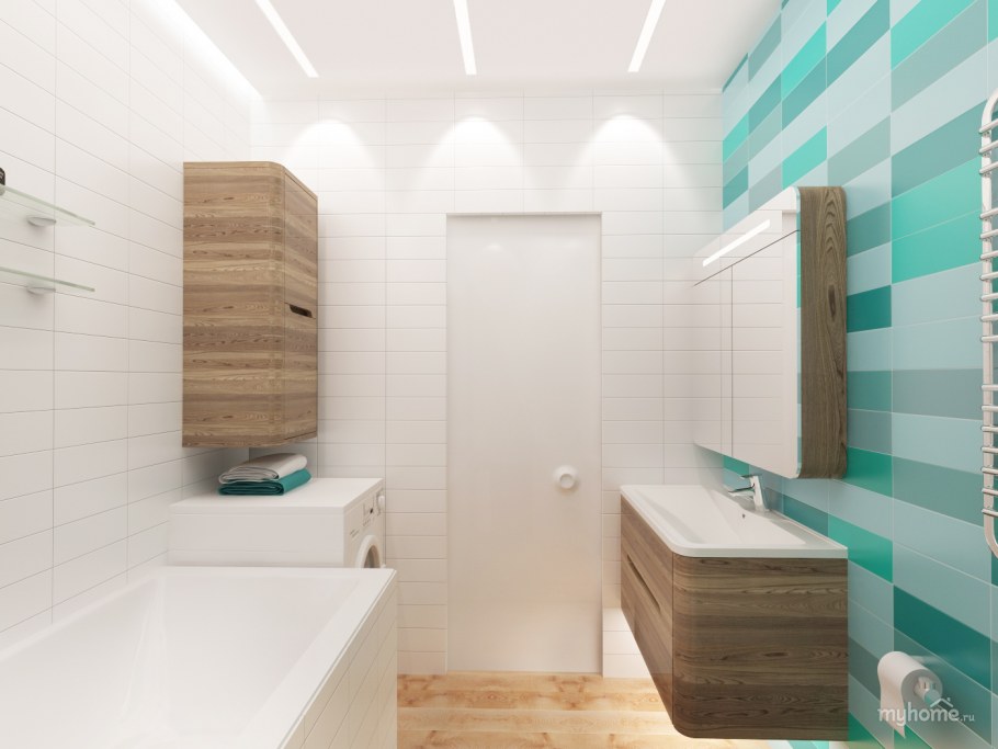 Санузел с окном в скандинавском стиле