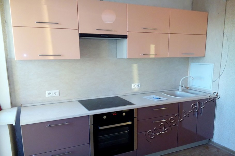 Кухонный гарнитур верх белый низ розовый