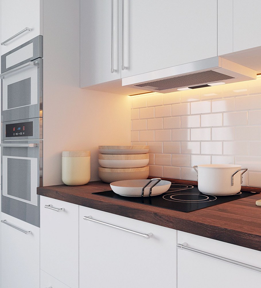 Плитка кабанчик на кухне в скандинавском стиле