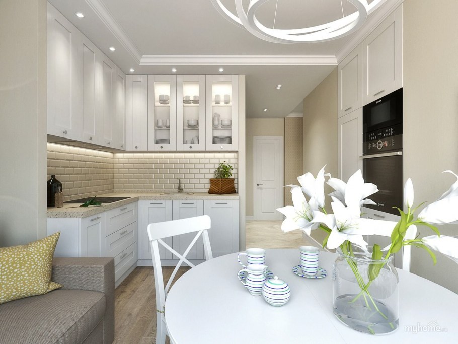 Маленькая кухня в светлых тонах