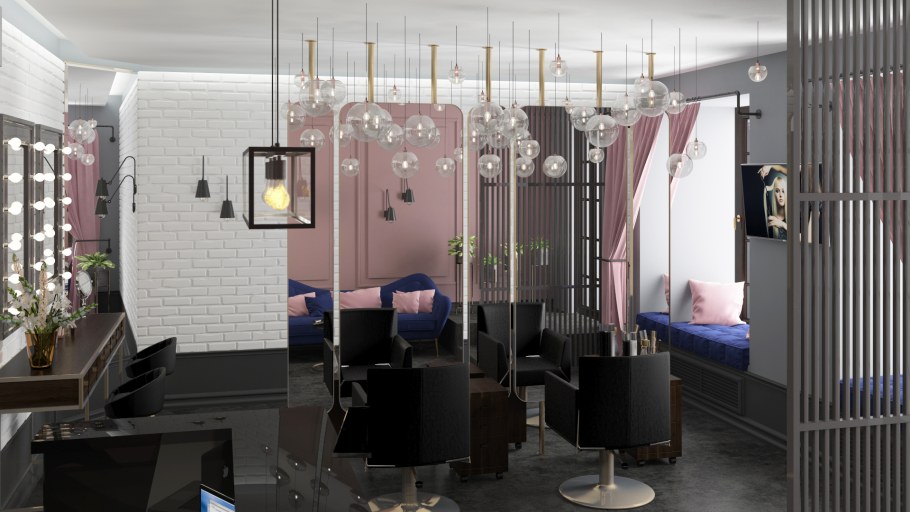 Необычный интерьер салона красоты