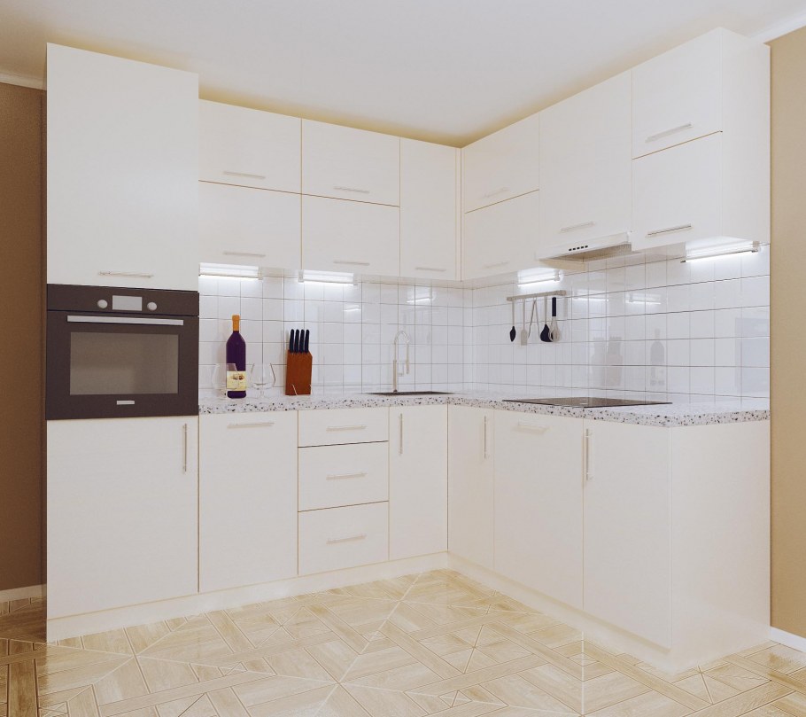 Кухня белый пластик