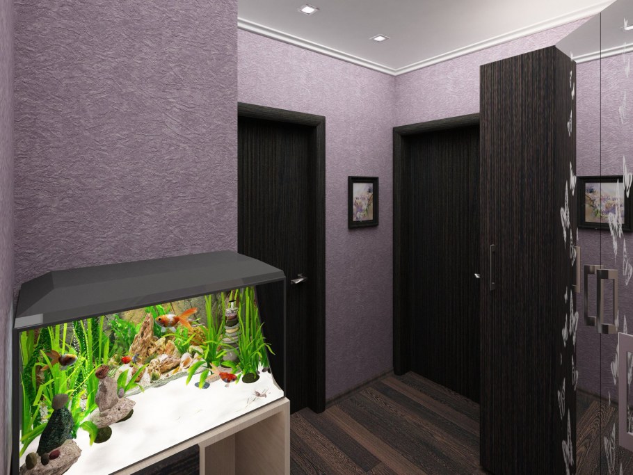 Интерьер прихожей в зелено лавандовых тонах