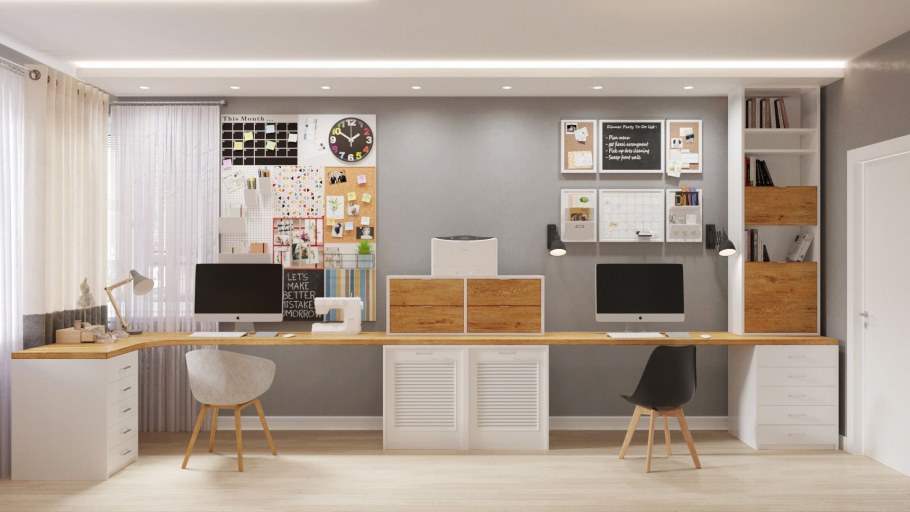 Стол для двоих школьников с полками