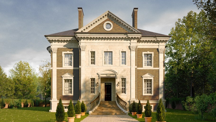 Особняк из красного кирпича в стиле классицизма