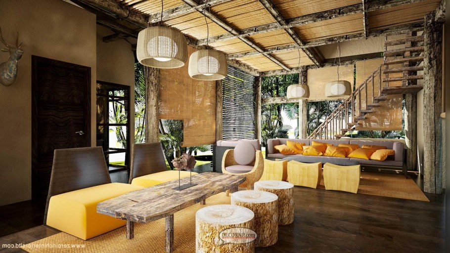 Интерьер зелёный экостиль