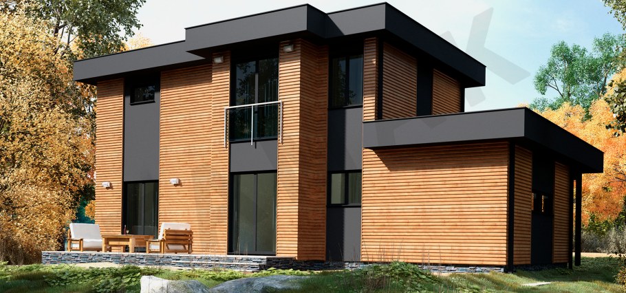 Фасады домов с плоской крышей