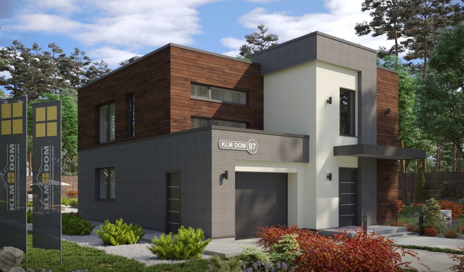 Дом с плоской крышей и вторым светом