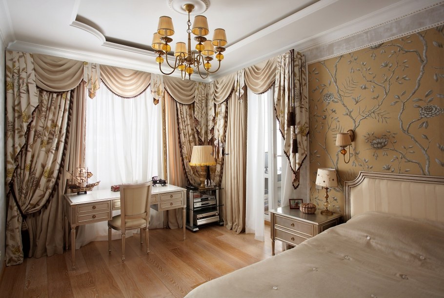 Шторы в комнату в классическом стиле