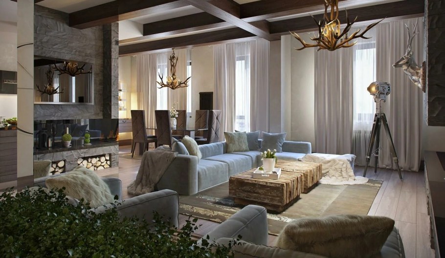 Гостиная в стиле современное Шале