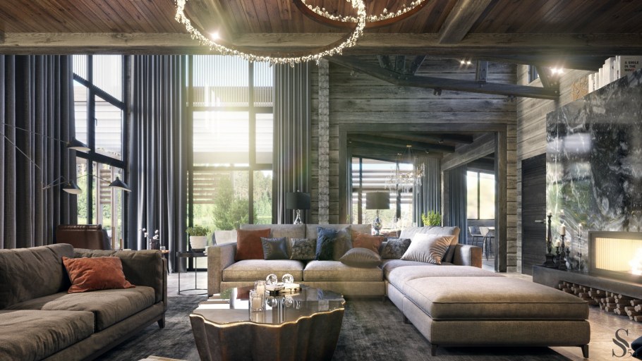 Интерьер коттеджа в стиле лофт