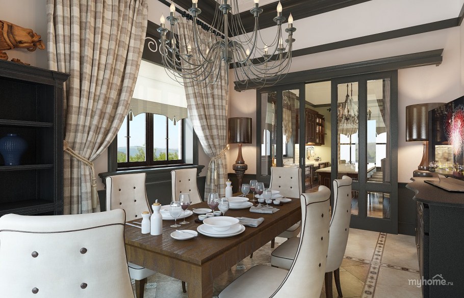 Кухня-гостиная в английском стиле