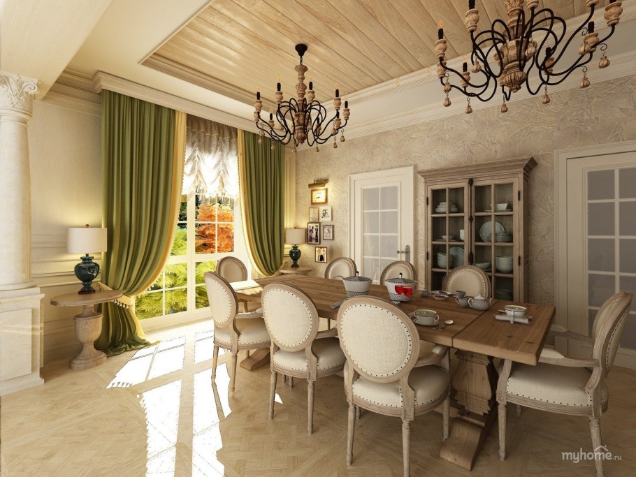 Гостиная столовая в загородном доме