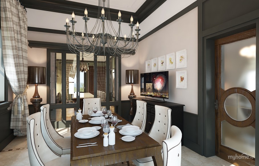 Интерьер столовой в английском стиле