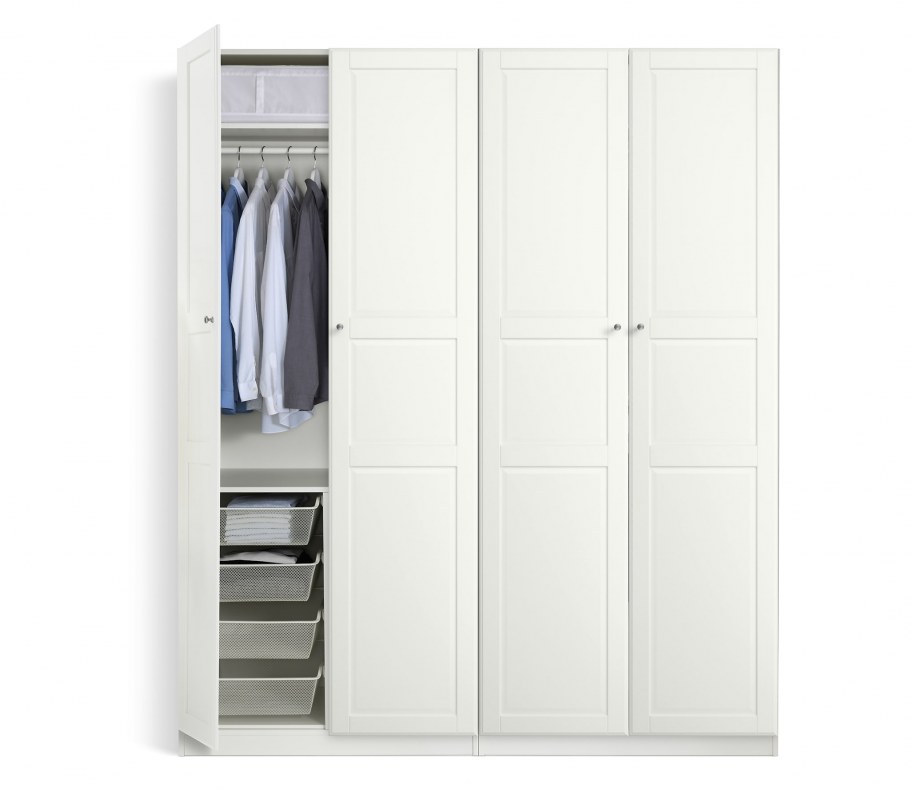 Pax ПАКС гардероб, белый/ФЛИСБЕРГЕТ светло-бежевый200x60x236 см