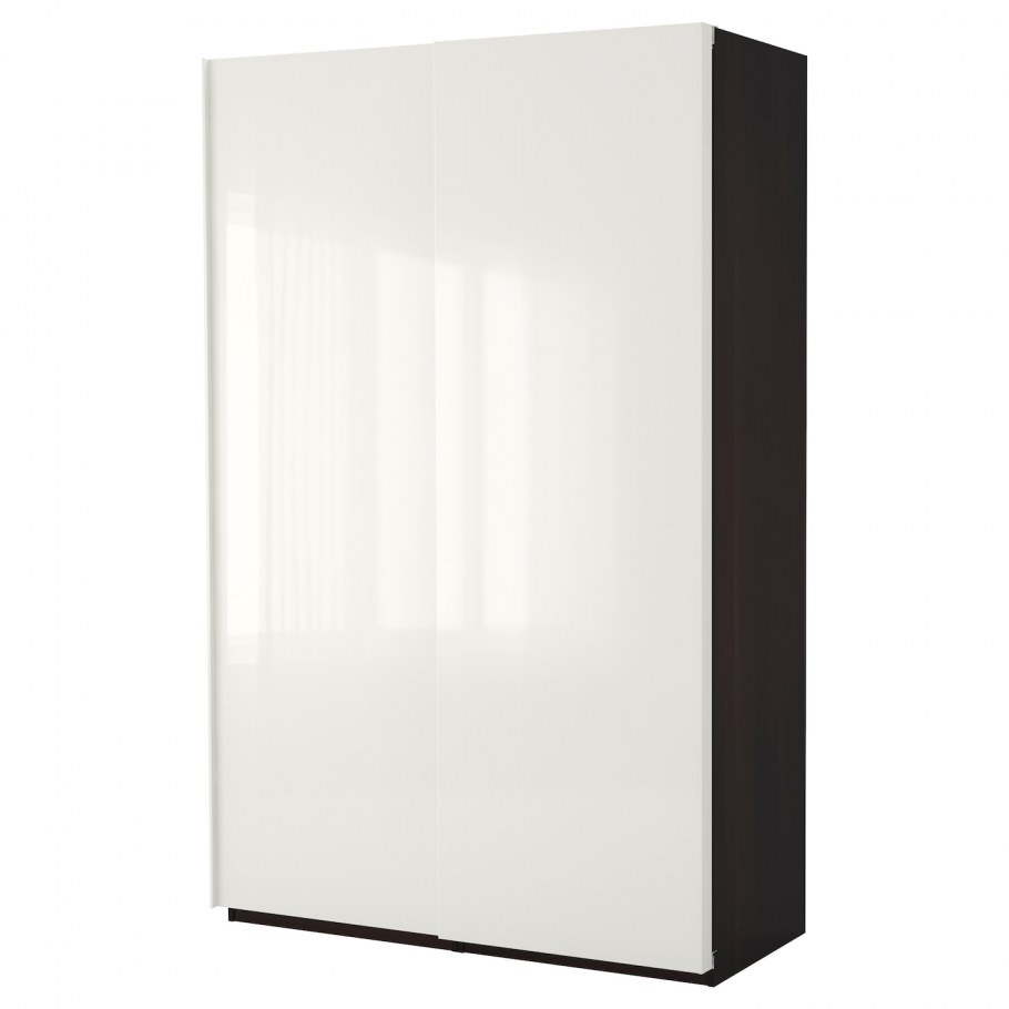 Pax ПАКС гардероб, черно-коричневый/Хасвик глянцевый/белый150x66x236 см