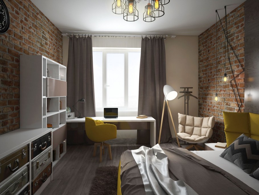 Комната подростка 12 кв в стиле лофт