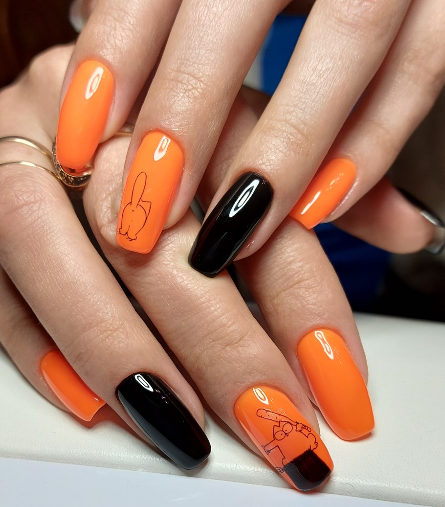 Оранжевый маникюр