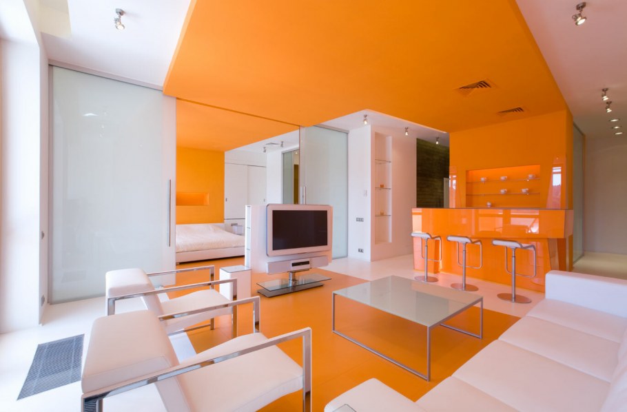 Оранжевый цвет в интерьере