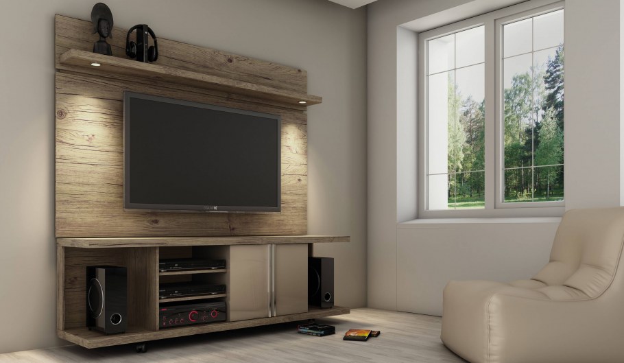 Деревянные полки под телевизор
