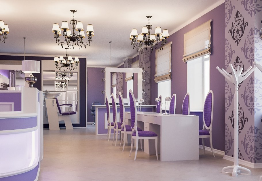 Салон красоты в сиреневом цвете