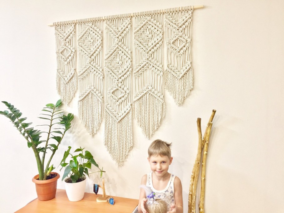 Макраме панно на стену листья