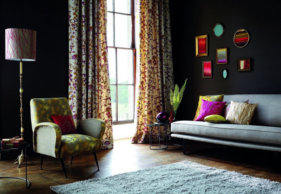 Коричневый текстиль в интерьере