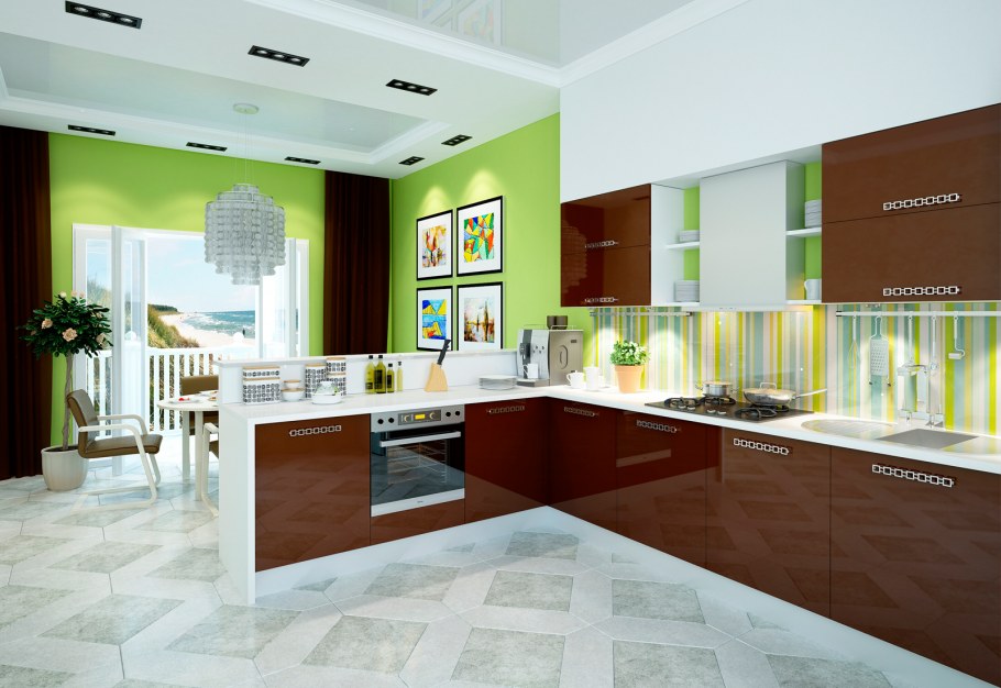 Коричневые кухни