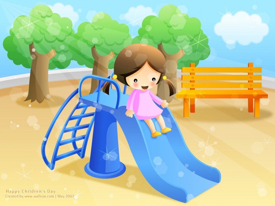 Мультяшные дети на детской площадке