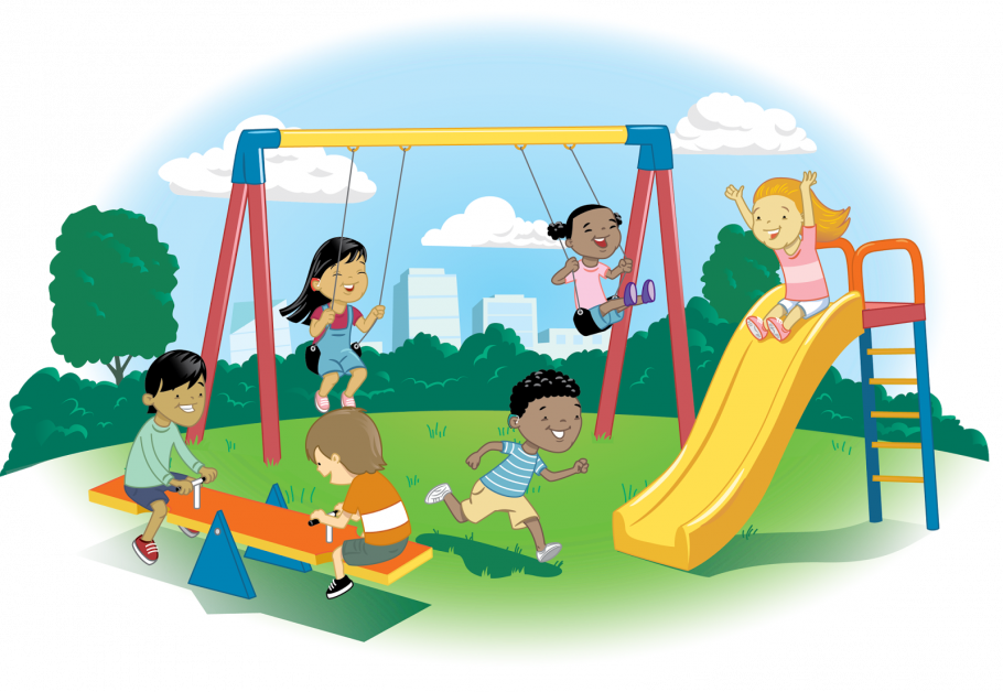 Дети на игровой площадке иллюстрации