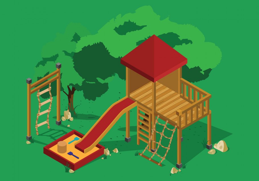 Домик на детской площадке вектор
