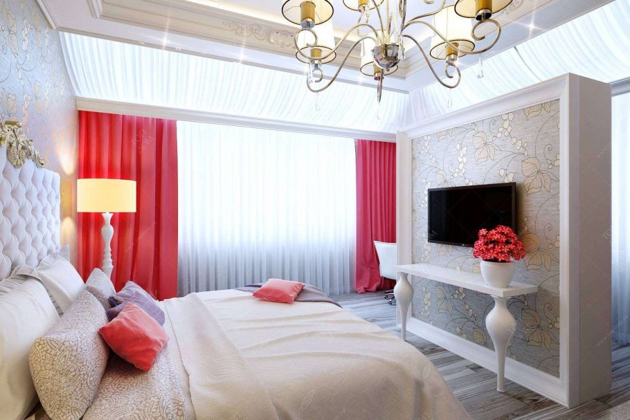Спальня с красными акцентами