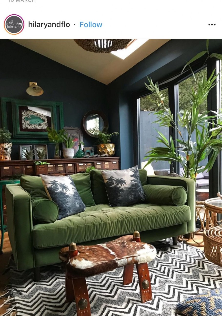 Интерьер в зелено коричневых тонах